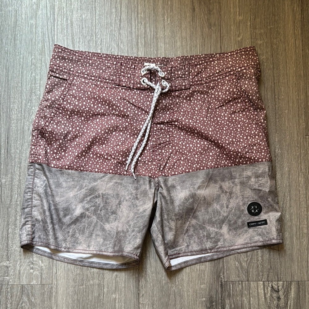 RVCA Brown and Gray Board Shorts for Swim
